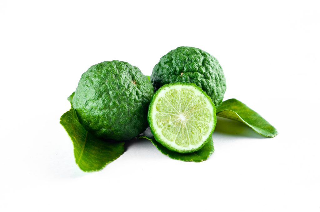 KAFFIR LIME OR BERGAMOT OVER WHITE BACKGROUND